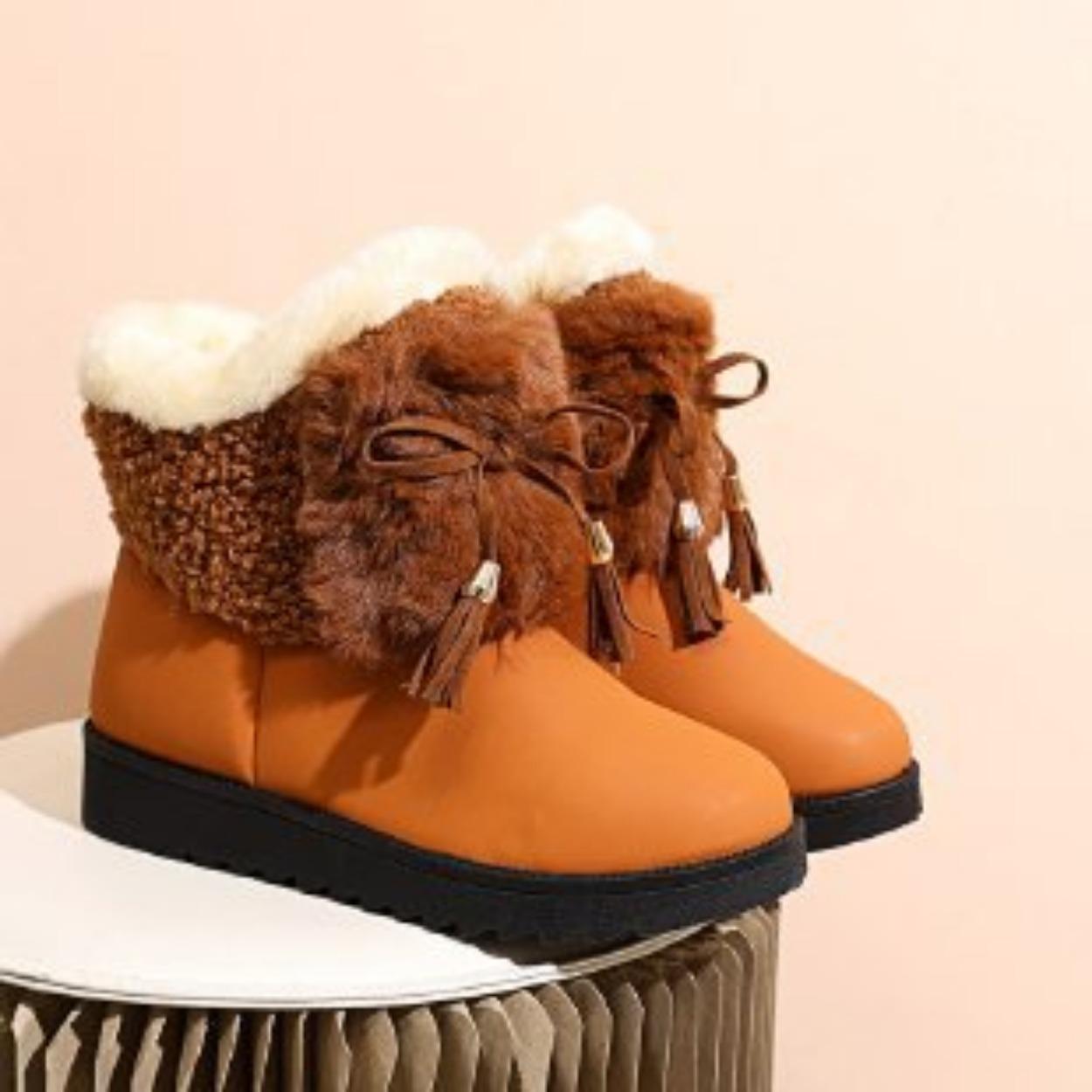 

Northeast snow boots women s waterproof and non-slip older children s boots winter piled thickened cotton shoes princess short boots 35