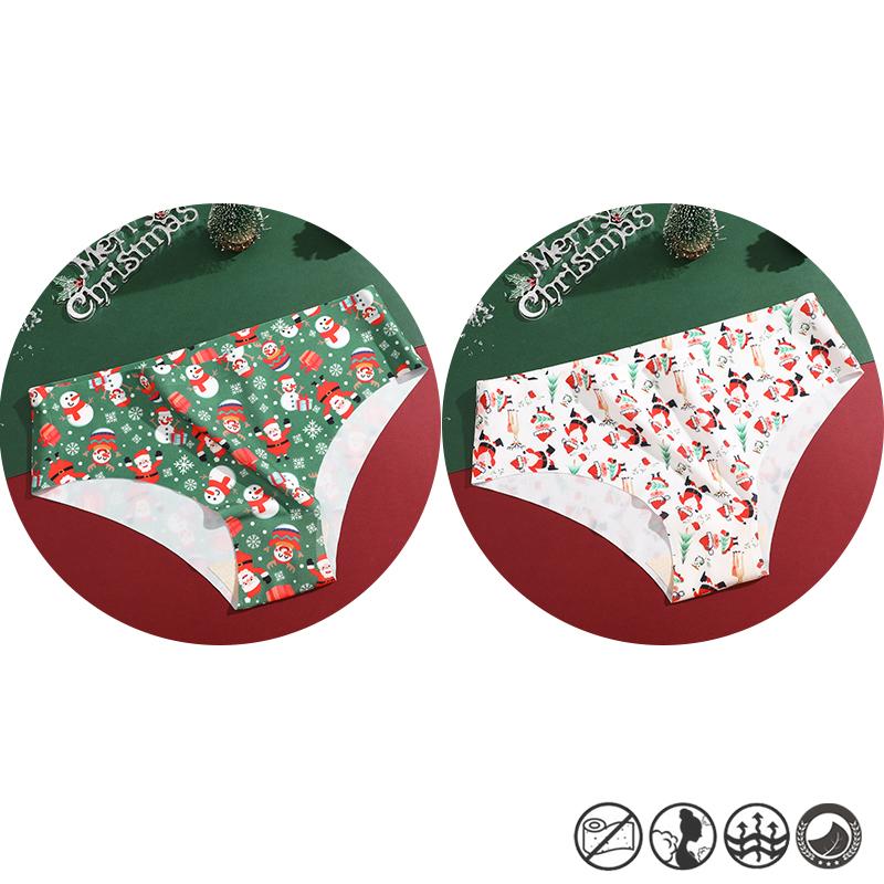 FINETOO 2 Teile/satz Weihnachten Schneeflocke Santa Claus Höschen Sexy Atmungsaktive frauen Unterwäsche Niedrigen Taille Tanga Frohe Weihnachten Höschen