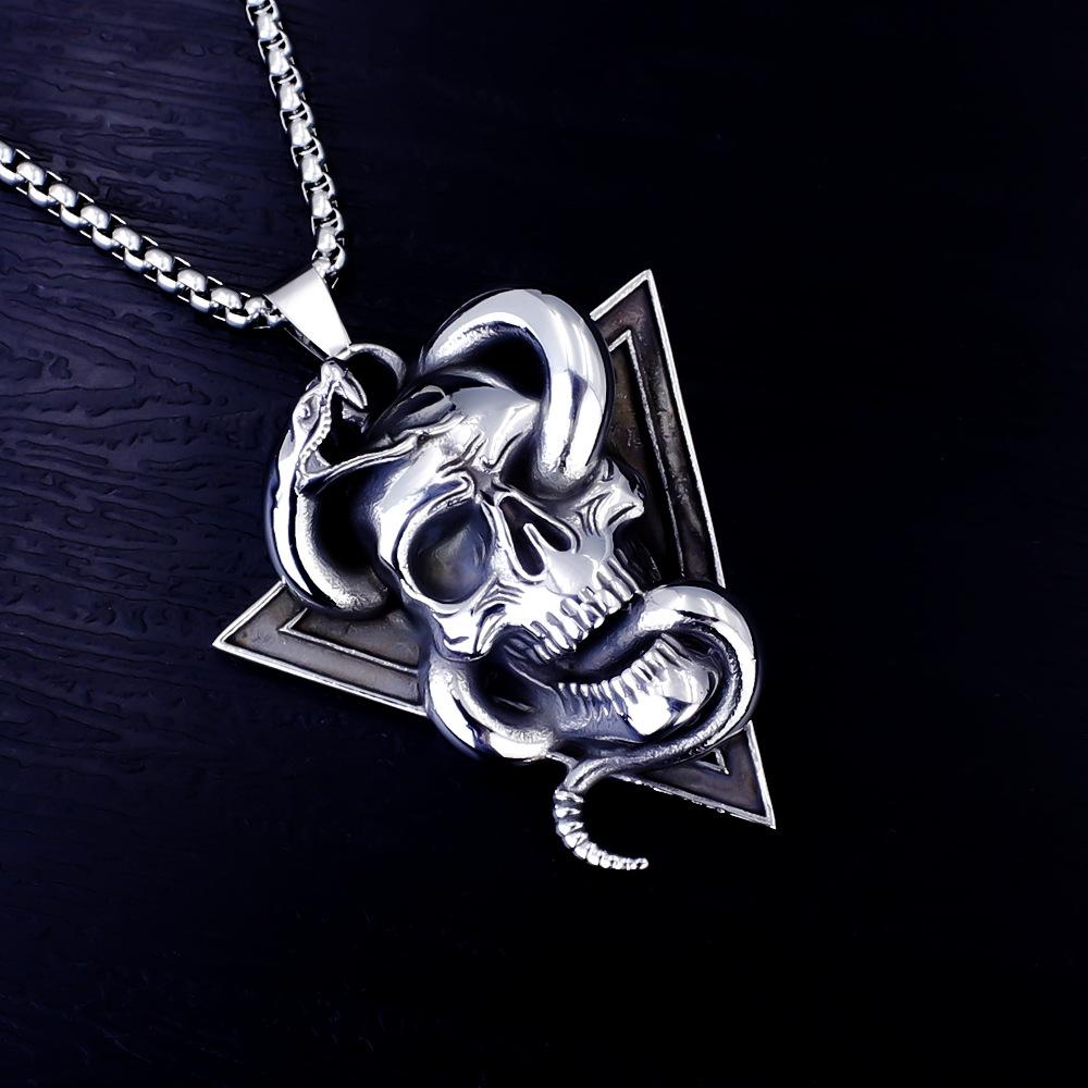Necklace Retro Snake Skull Men's Pendant