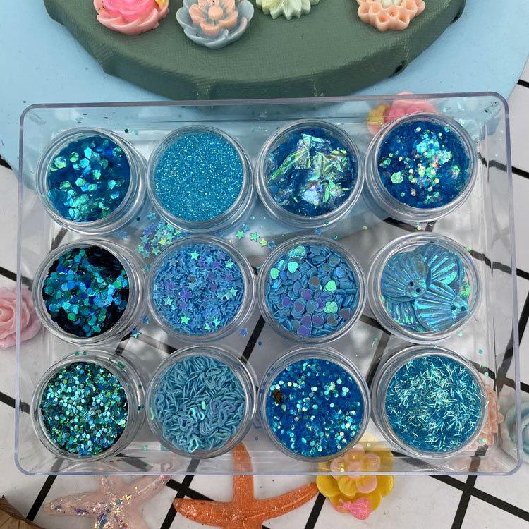 12-Farben Nail Art Glitzer Set: Rosen-, Blüten-, Herz- & Stern-Pailletten zur Handyhüllen-Dekoration