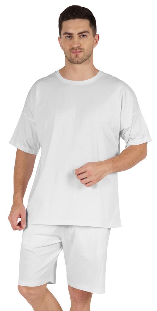 Inkmeso Düz Renk Üst ve Şort Yumuşak Ev Giyim Seti 2 Parça Erkek Yarım Kollu Şort Takımı