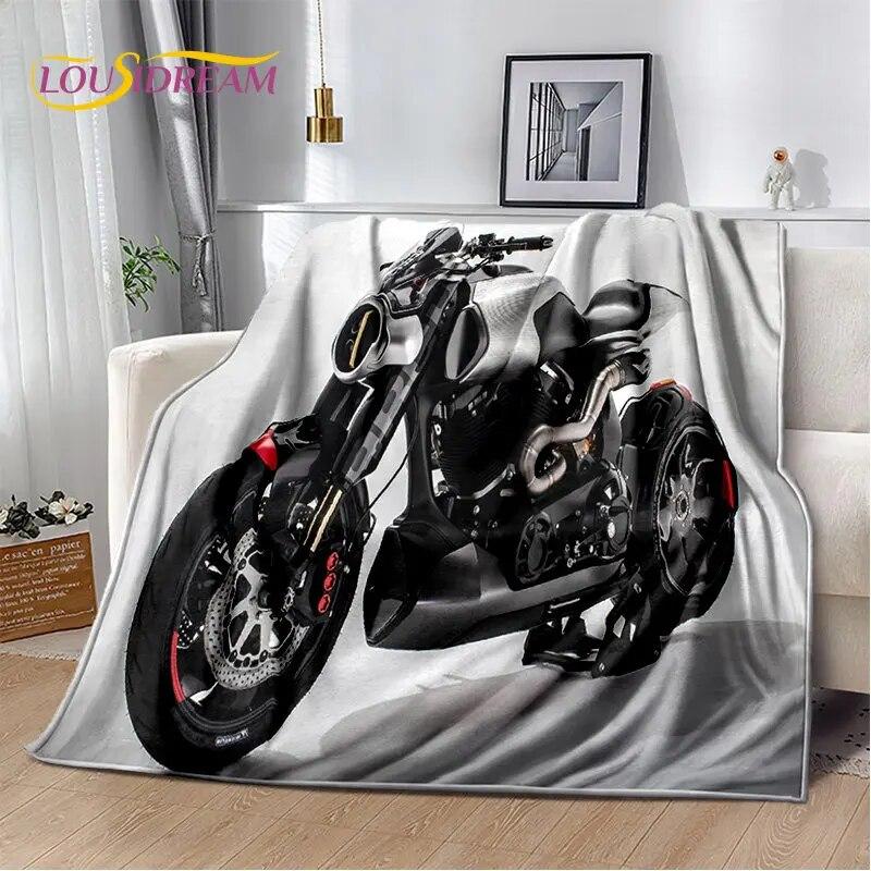 3D Cyberpunk Concept Motorcycle Cartoon Soft Plush Blanket,Flannel Blanket Throw Blanket for Living Room Bedroom Bed Sofa Picnic