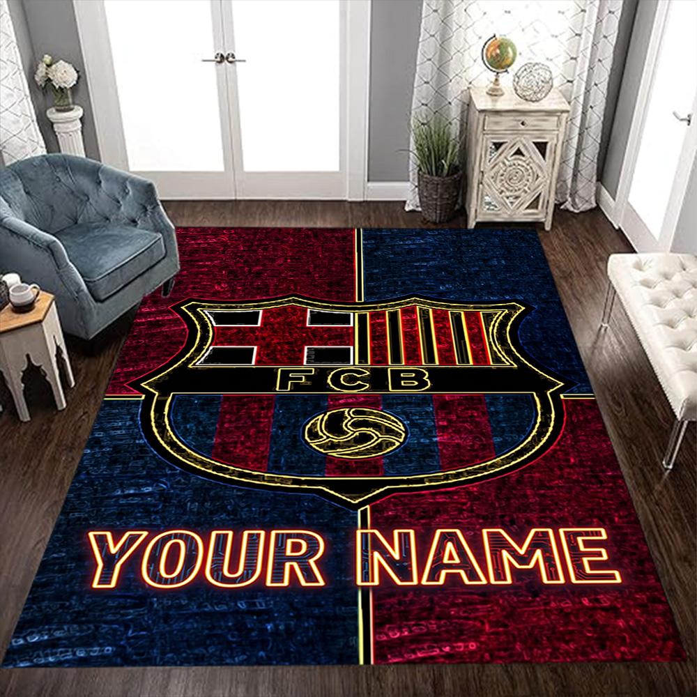 Barcelona Club Customize Text Floor Rug Office Rug Perfect for Entryway Study room Dormitory Decorate room Anti-slip Rug Decorate Offices
