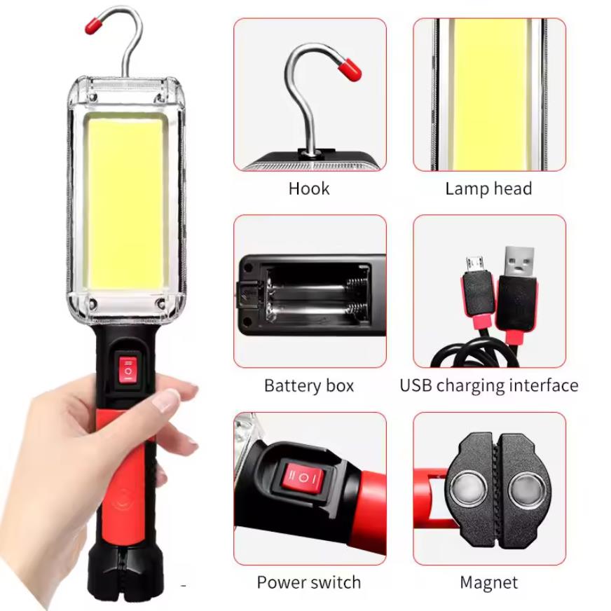 Led Work Light COB Floodlight 8000LM Rotatable Lights Rechargeable Magnetic Torch with Hook Clip Waterproof Camping Light
