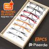8pcs Paerde Super Value Rectangle Sport Non-Slip Presbyopia Glasses Multiple Pairs for Middle-Aged and Elderly Men and Women