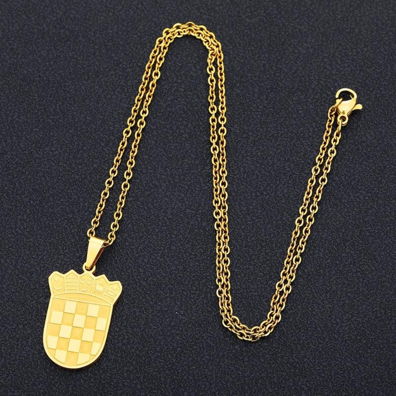 Croatia Map Pendant Necklace Fashionable Croatian Flag Neckchains Adjustable Ethnic Collarbone Chains Couple Jewelry