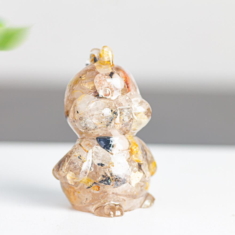 Zodiac Chicken Resin Craft Figurine With Crystal Filling For Home Decor And Gifting