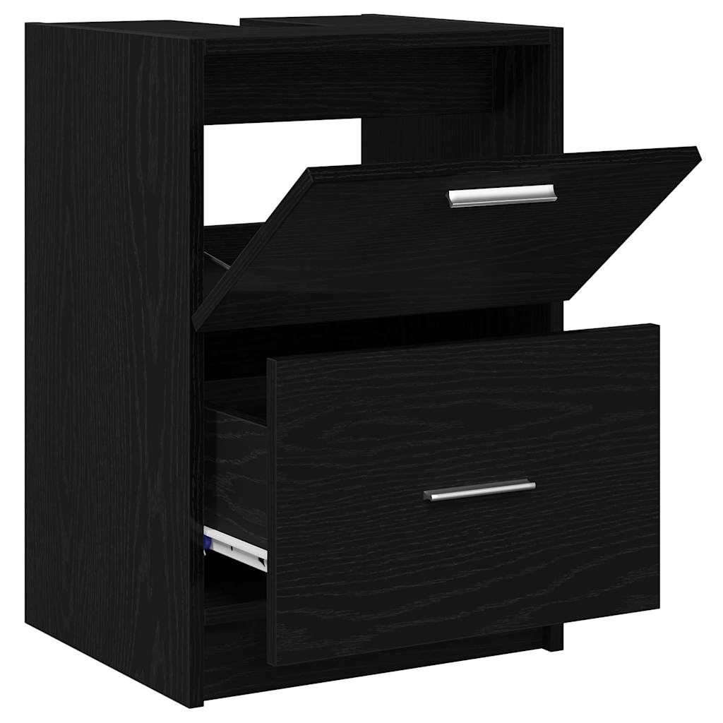 Bathroom Cabinet with Door Black Oak Effect 40 x 37 x 59 cm