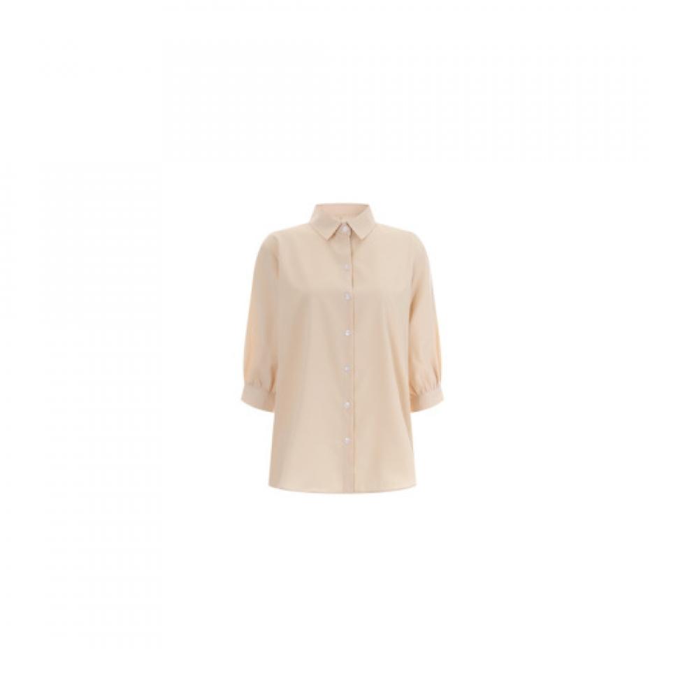 Shop Women Puff Sleeve Summer Daily Short Sleeve Shirt Light Beige Bls Wnb 120