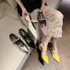 New Temperament One-word Buckle with Thick Heel Mary Jane Shoes Women's Pointed Single Shoes Light Mouth Commuter High Heel