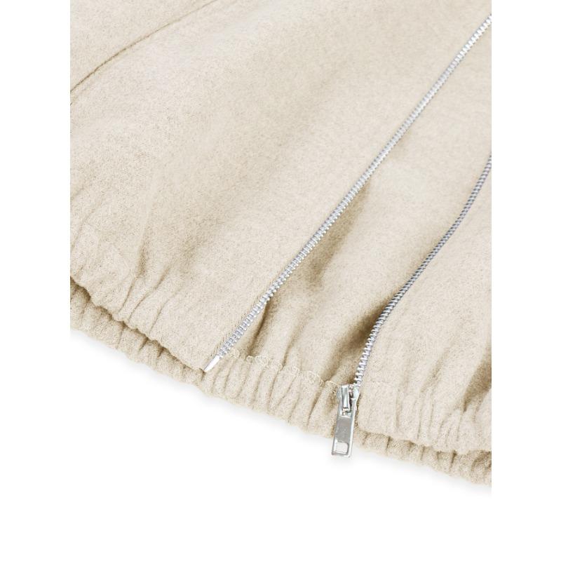 Women S Short Long Sleeve Zip Up Corduroy Jacket