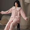 Can Be Worn Outside Coral Velvet Pajamas Women's Winter Two-piece Set Thickened Fleece Flannel Loose Large Size Warm Loungewear