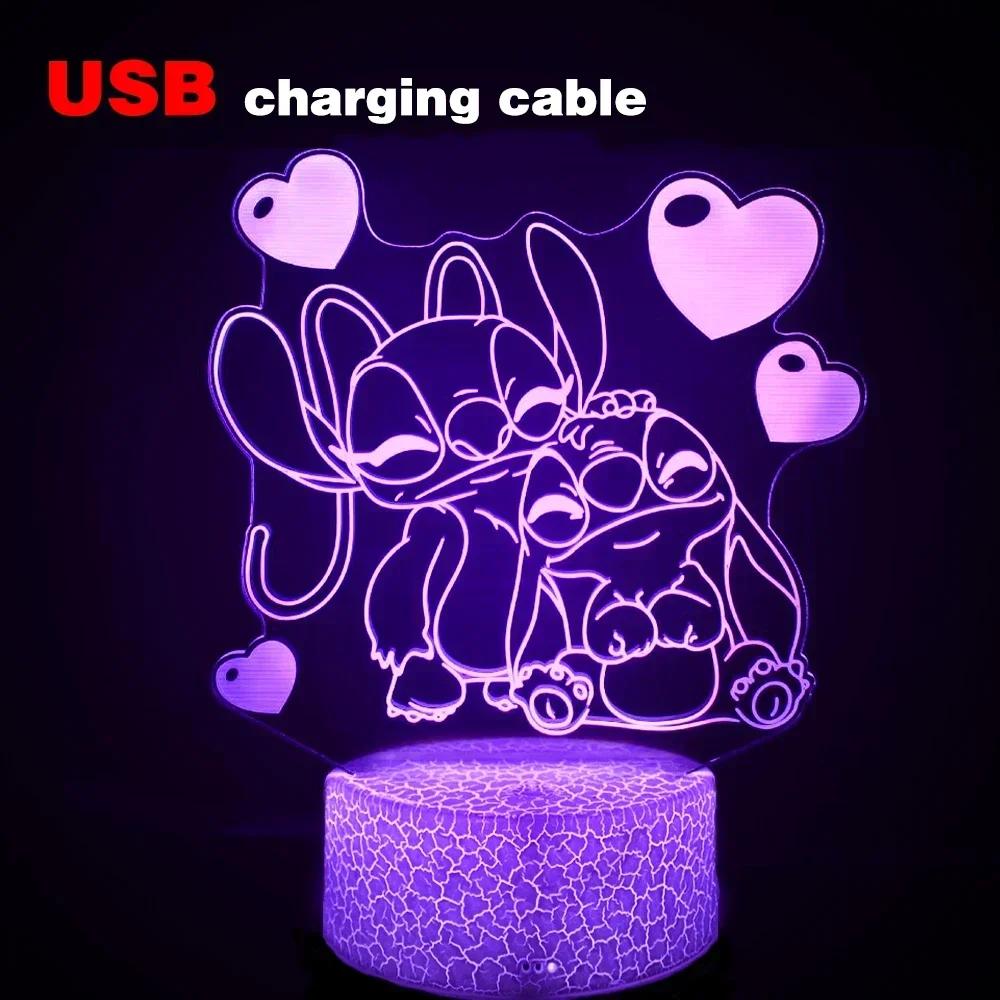 Led Cute Touch Lamp Anime Stitch Gaming Bedroom Decoration Usb Night Lights Kids Birthday Personalized Gift Aesthetic Room Decor