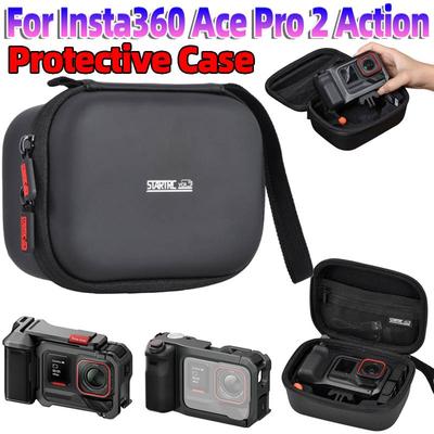 Étui de transport en PU à coque rigide antichoc Sac de rangement de voyage avec dragonne pour caméra d'action Insta360 Ace Pro 2 et accessoires