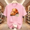 Funny Croissant Cat T-Shirt Novelty Cat Vs Croissant Meme Graphic Tee Short Sleeve Top Food Animal Tshirt Men Women