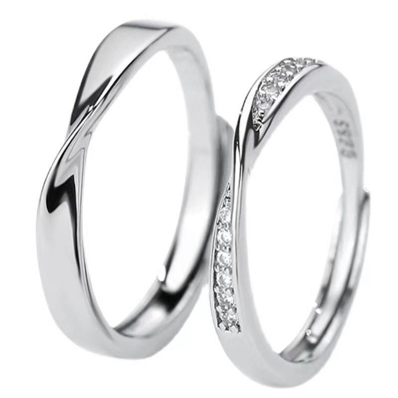 Mobius Zirconia Diamond Adjustable Couple Rings - Elegant Men's & Women's Wedding Bands
