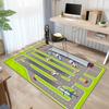 1pc Soft Washable Airport-Themed Rectangular Carpet - Green with Airplane & Runway Design, Polyester Material for Living Room