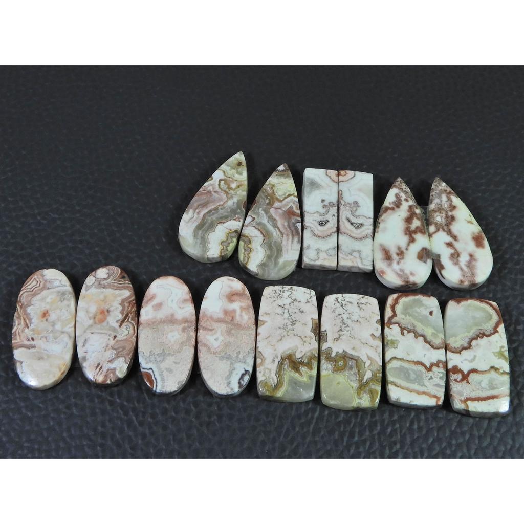 Natural Rosetta Crazy Lace Agate Mix Cabachon Loose Gemstone 07 Pcs Lot C-2610
