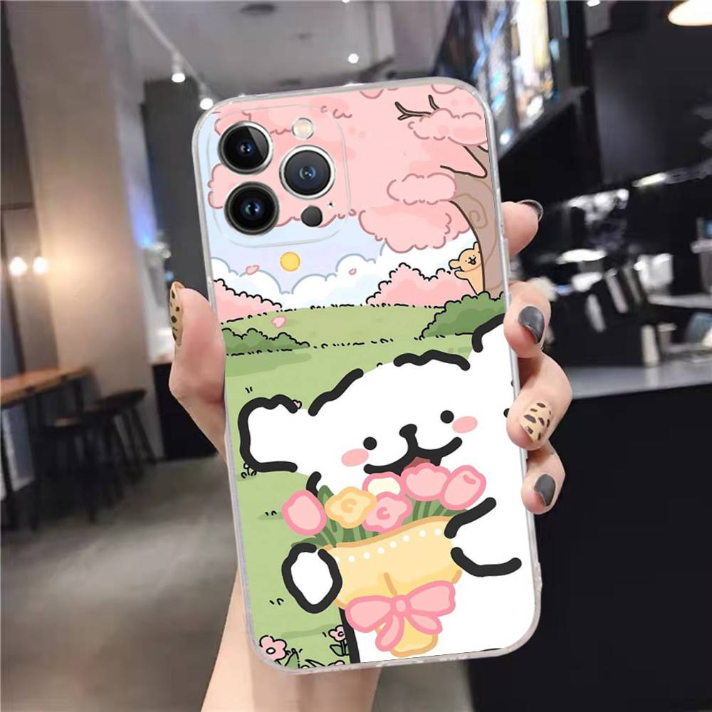 1pc Cute Cartoon Line Dog Maltese Phone Case For IPhone 17 16 15 14 11 12 13 Mini Pro XS Max Plus Funda Shell