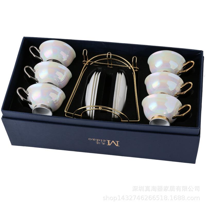 High-end Exquisite Bone China Coffee Cups for Couples Golden Galaxy Souvenir Afternoon Tea Tea Set Ceramic and Ceramic Tableware