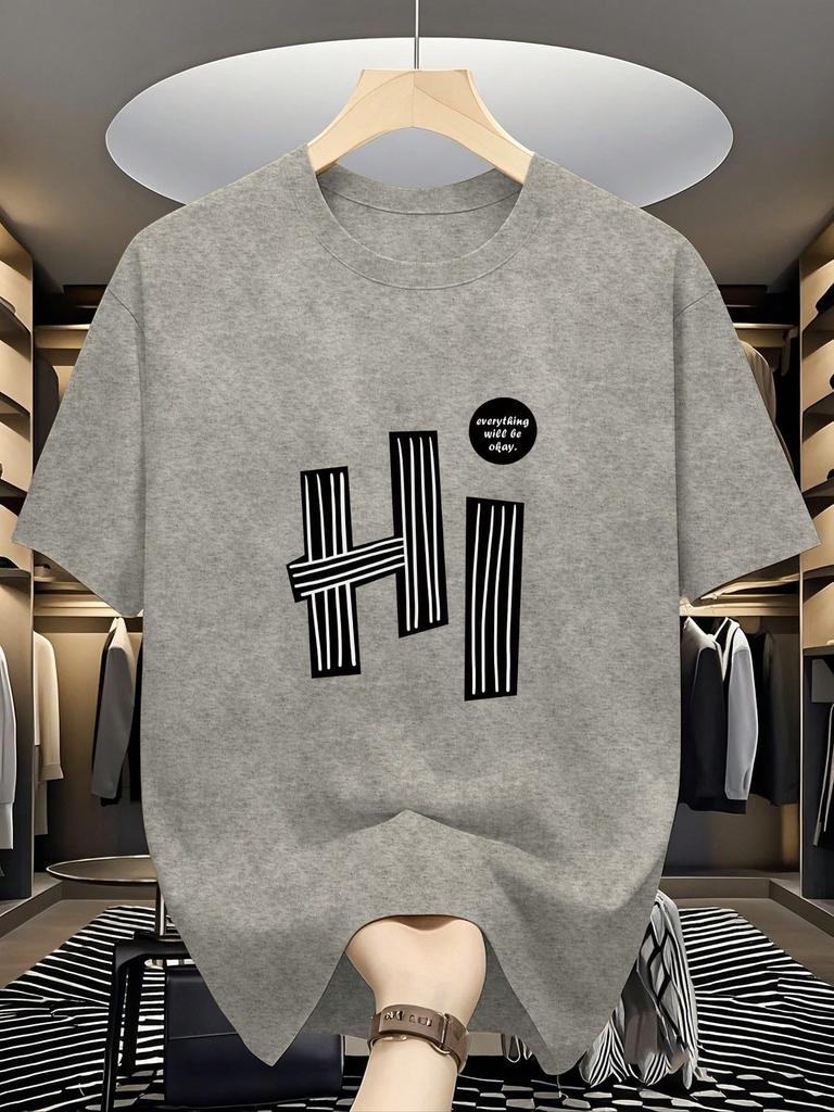 2026 Summer New Style Unisexs Pure Cotton Tshirt with Simple Letter Pattern Print Street Casual Fashion Comfortable and Soft