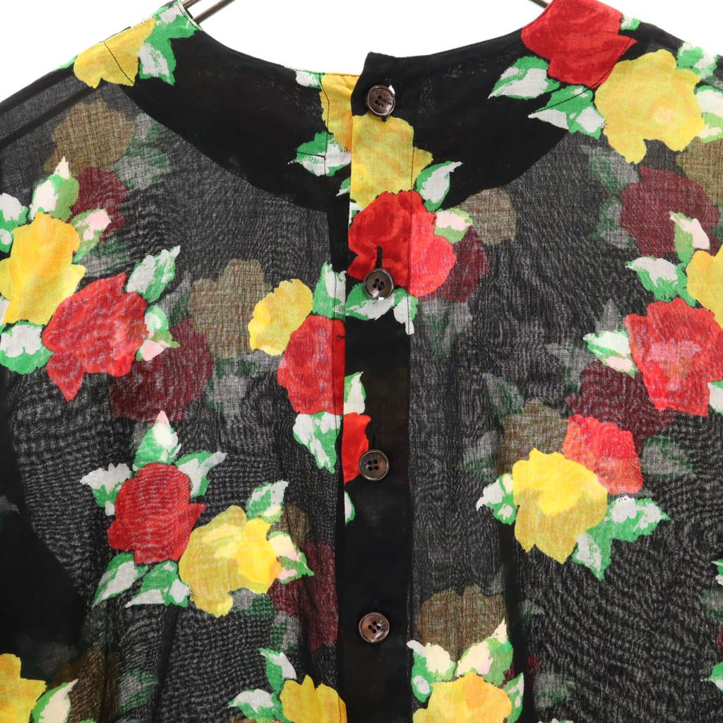 CELINE Made in France Rose pattern Short sleeve No color blouse 40 black Women Used