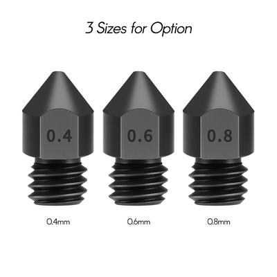 Aibecy 3 pezzi Ugelli in Acciaio Temperato 0.8mm Per Filamento 1.75mm Stampante 3D Pro