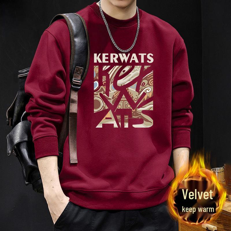 Men's American-Style Round Neck Sweatshirt, Loose Fit, Heavyweight Long Sleeve for Spring and Autumn, Trendy High-Quality Jacket