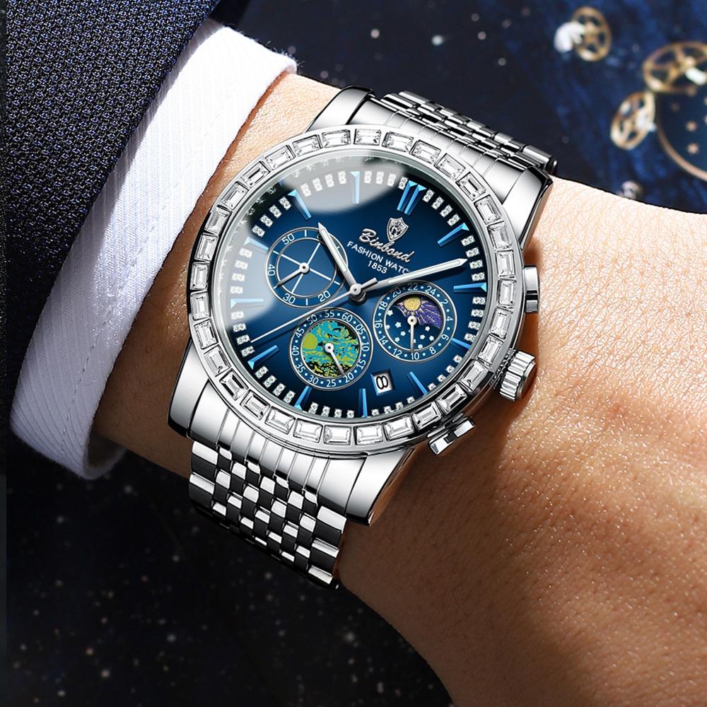 BINBOND Luxury Scratch-Resistant Quartz Wristwatches For Men Luminous Waterproof Auto Date Men's Watch Sports Casual