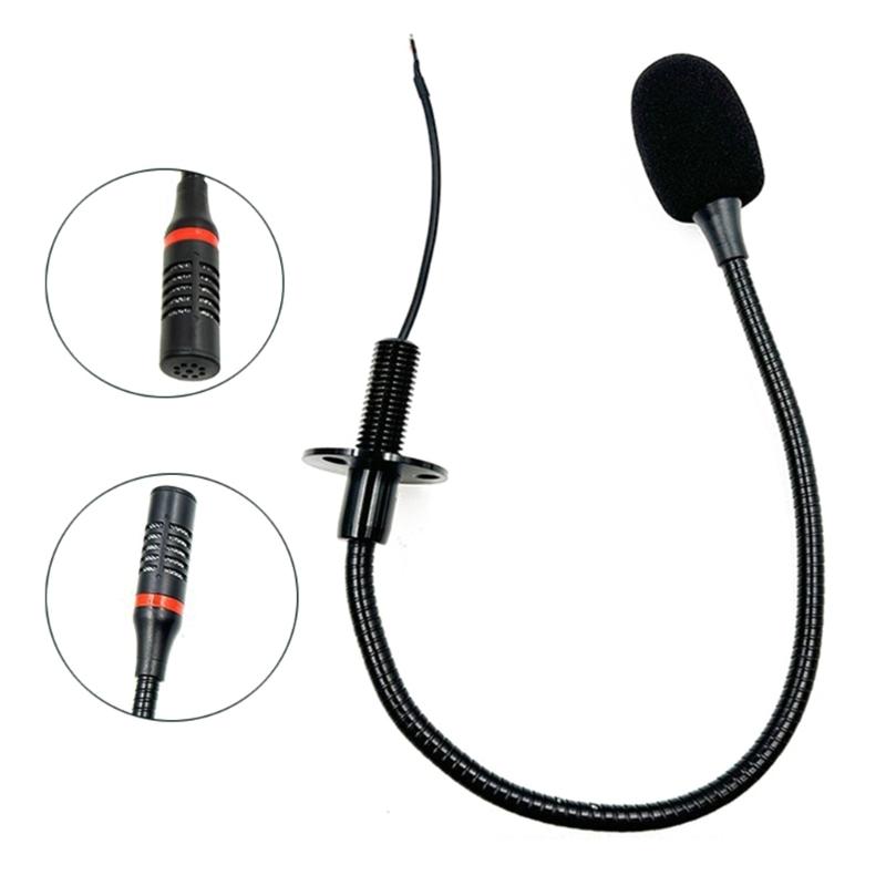 Omnidirectional Gooseneck Mic Metal Hose Microphone with Bare End Cable for Public Transport and Live Broadcasting