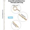 10Pcs 18K Gold Plated Ear Threads Dangle Bar Through Threaded Long Chain Earrings Pierced Dangling Drop Stud Earrings with Loop 3.34inch