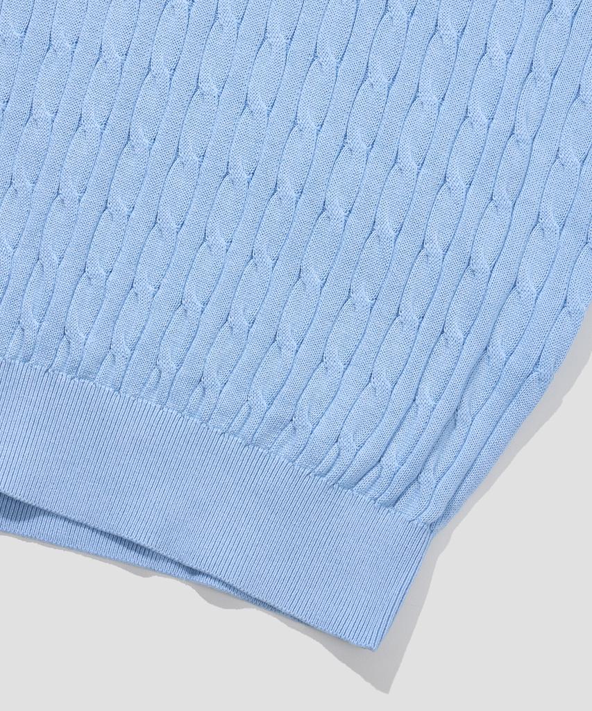 AGOD Cotton Modal Washable Button Collar Cable Half Knit [Sky Blue]