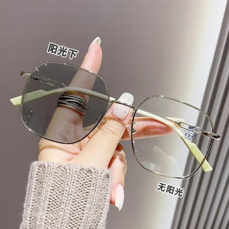Photochromic Myopia Glasses Women Men Large Frame Eyewear Optical Lenses For Women Eyeglasses 0 To -4.0 Anti Blue Light