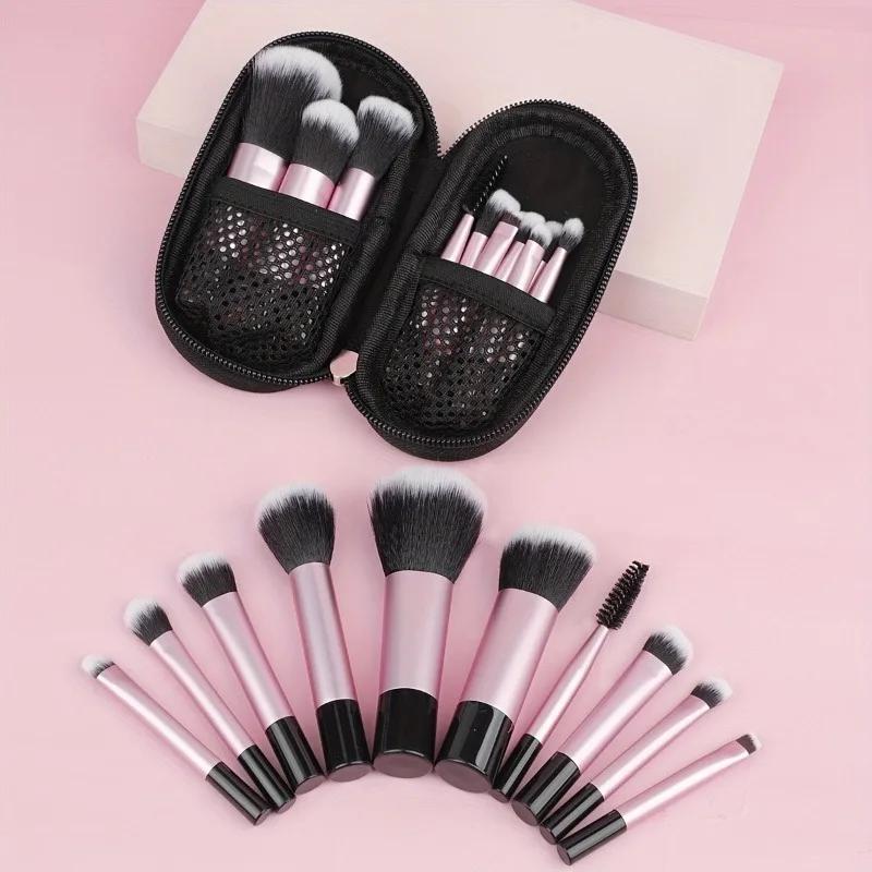 1Pc Makeup brush set ten kinds of cosmetics short handle portable makeup brush set and one makeup bag