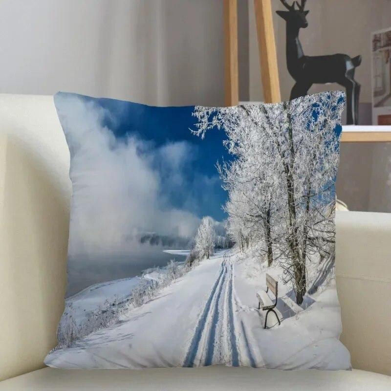 Snow Pillowcase Square  Zipper