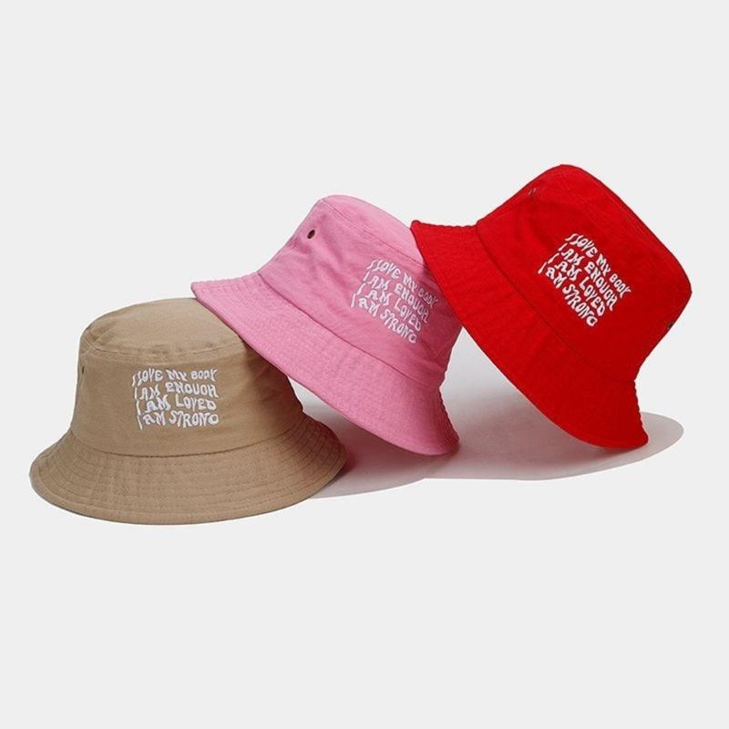 Embroidery Bucket Hat for Adult Outdoor Breathable Summer Spring Fisherman Hat