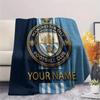 Custom Name Manchester City Flannel Blanket, High quality Comfortable for All Seasons, Home Decor, Warmth and Comfort