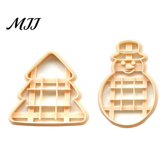 Cake Chocolate Decorating Tools Christmas TicTacToe Cookie Cutter, Snowman Tree Shaped Mold for Holiday Bakery Equipment Home Baking, DIY Biscuit