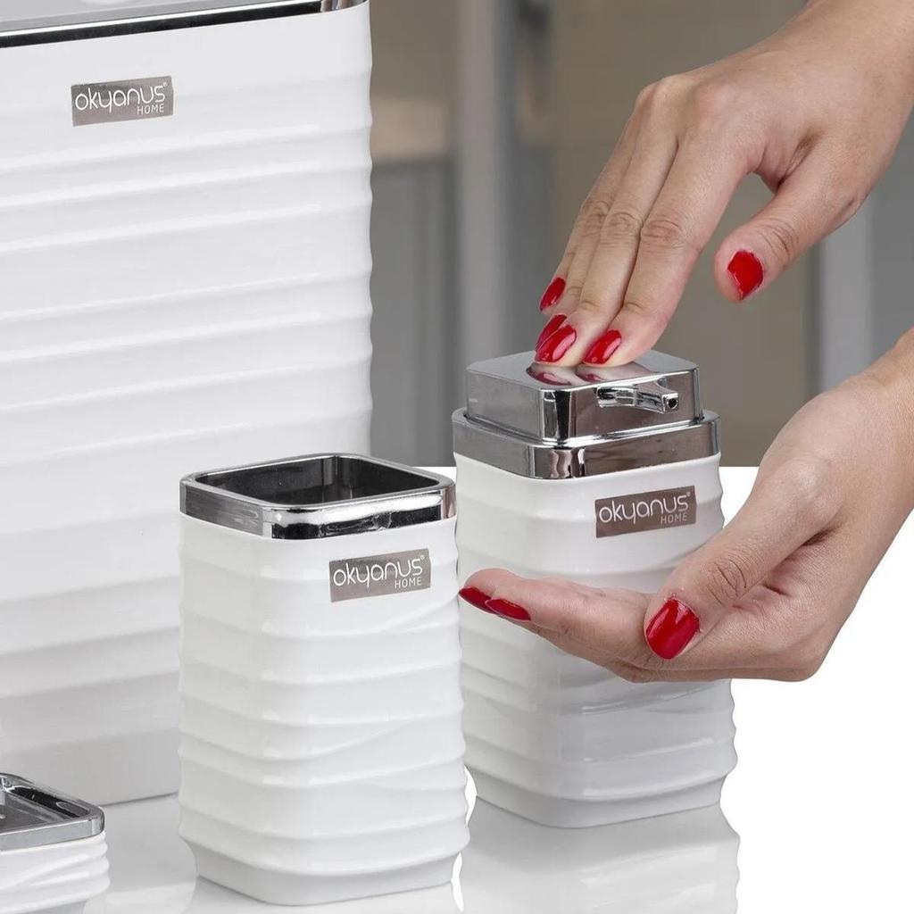 Luna Chrome Square 5-Piece Bathroom Set - 4 Different Color Options