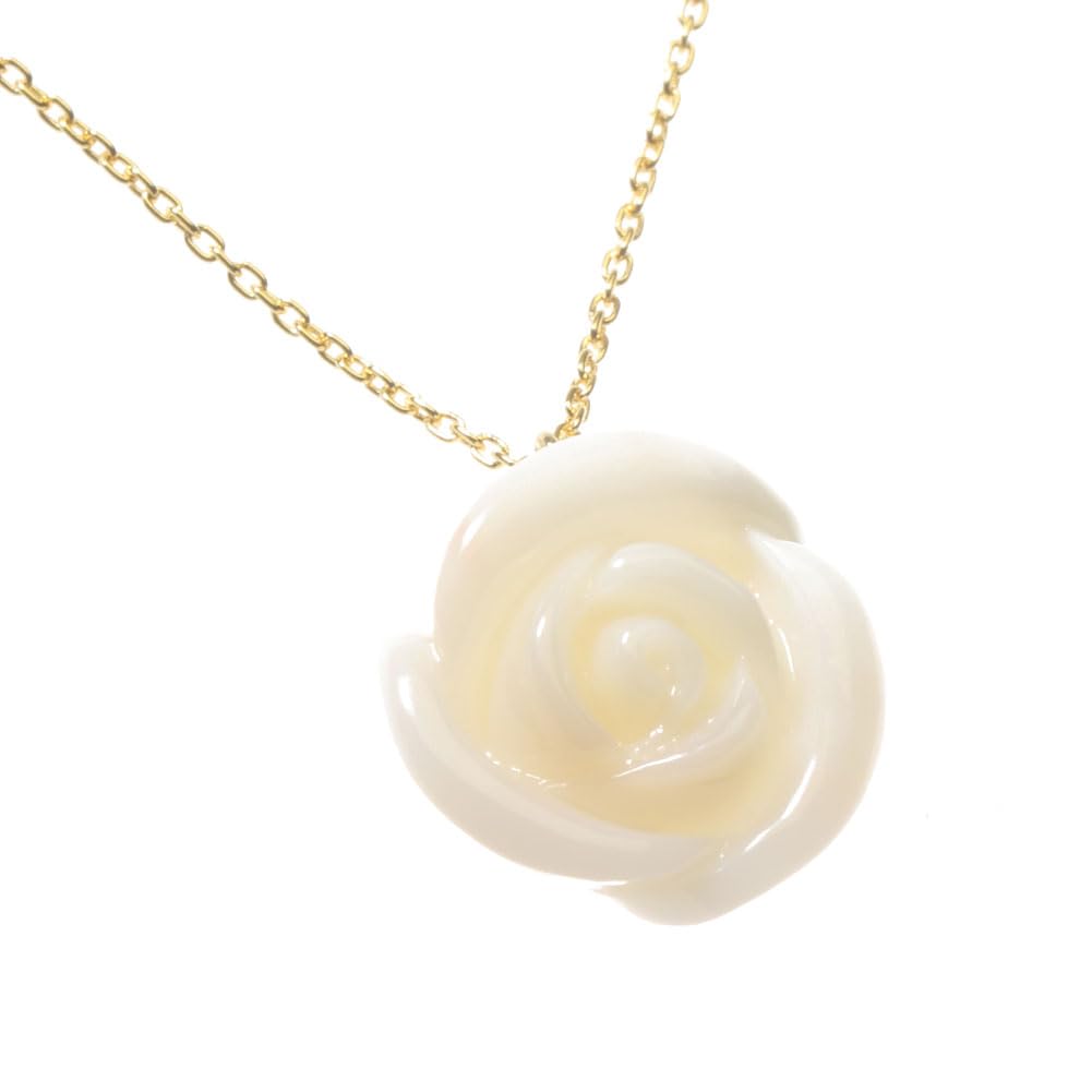 White coral rose flower necklace pendant gold-filled (undyed) белый