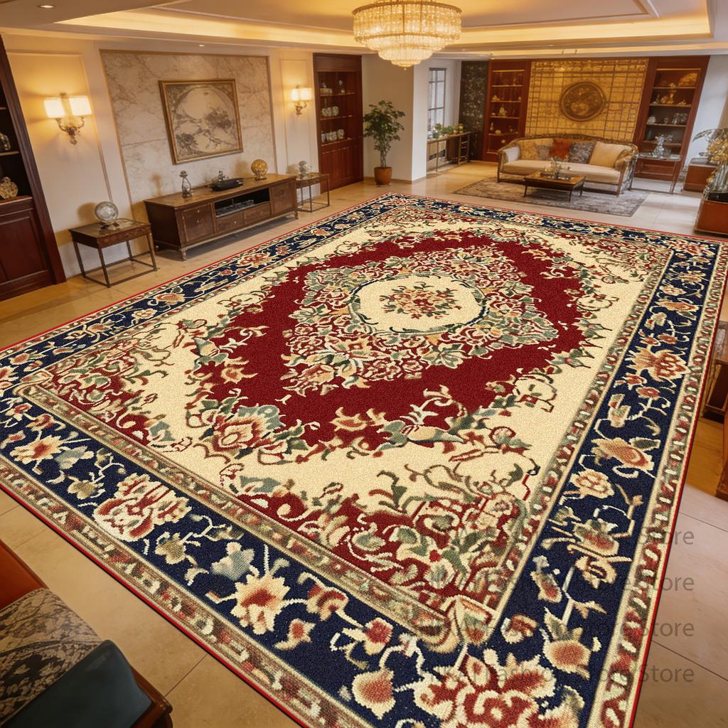 European Red Luxury Soft Living Room Carpet Decoration Bedroom Bedside Non-slip Rug Large Area Easy Clean Lint-free Floor Mats