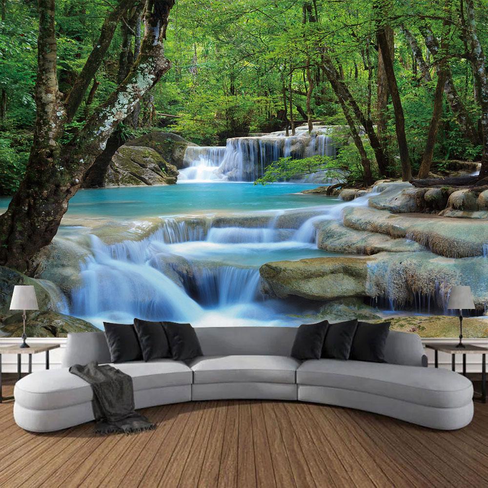 Frumoasă pădure naturală imprimată tapiserie mare de perete ieftină hippie agățată tapiserii de perete boeme decor mandala de perete