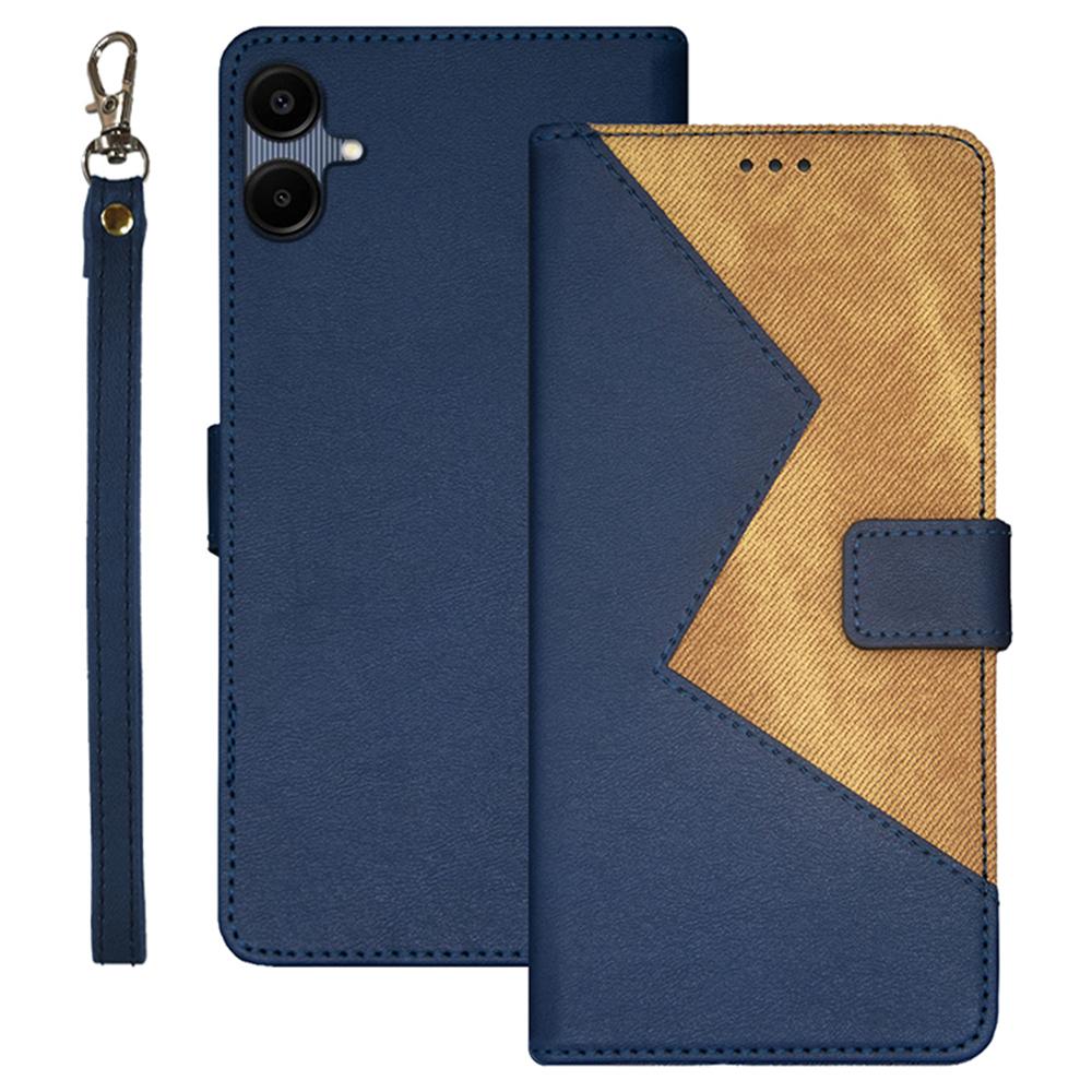 

IDEWEI For Samsung Galaxy A06 4G Case Card Slots Splicing Color Leather Phone Cover Blue
