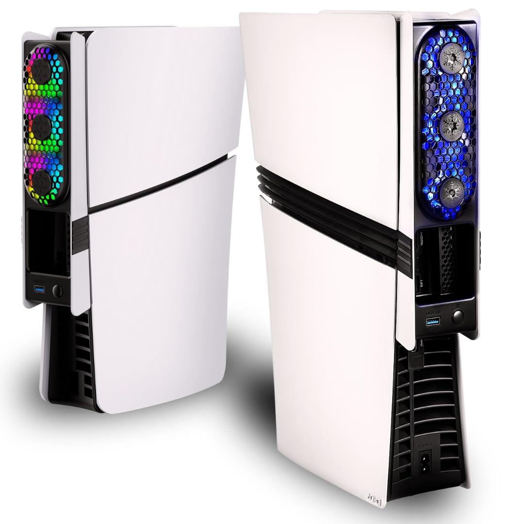 

EGGSLINER GAMES PS5 Cooling Compatible with PS5 Pro and Automatic Temperature Quiet RGB USB PS5 Accessories Fan, Slim, Detection, Operation, Lighting, чорний