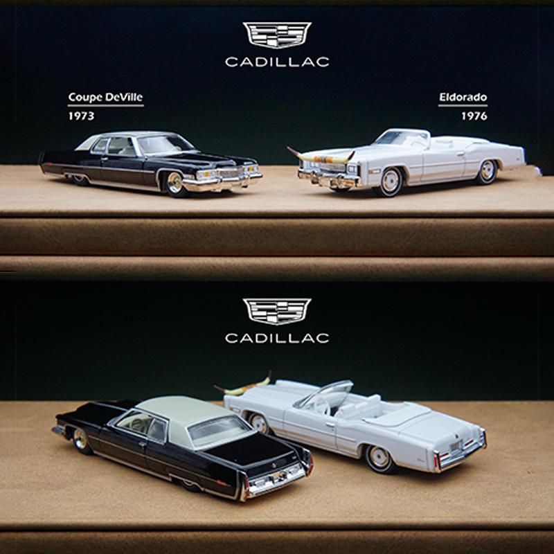 Greenlight 1:64 1973 Cadillac Diwei 1976 Cadillac Eldorado Convertible Simulation Alloy Miniature Diecast Car Model Toy Gift