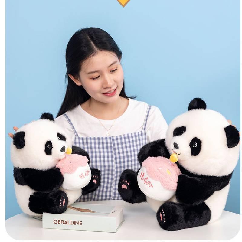 Plush Panda Cake Toy Cartoon Stuffed Animal Doll Decorations Kids Gift Cute