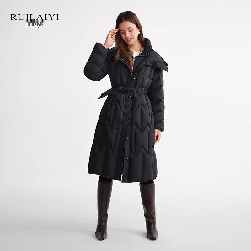

RUILAIYI Women s Faux Two-Piece Spliced Mid-Length Down Jacket DR006H S