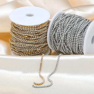 1m/lot Stainless Steel Crystal Rhinestone Chains Cup Apparel Sewing for Clothes DIY Jewelry Making PVD 18k Gold Plated
