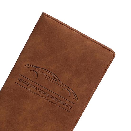 Car Registration Card Holder Multi-Pocket Insurance Card Holder Slim Faux Leather Bifold Wallet Document Organizer