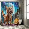 Cat Moon Night Sky Shower Curtain - Creative And Colorful Design For Bathroom Decoration Home Decor Essential Elevate Space